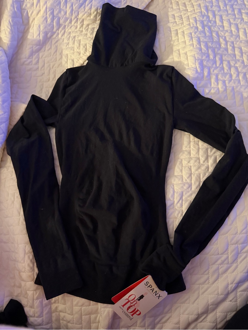 SPANX Black Long-Sleeve Turtleneck Top